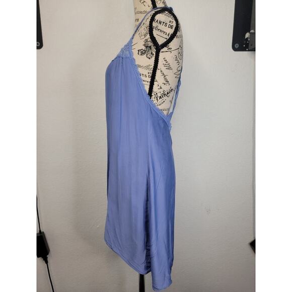 Victorias Secret Satin Mini Dress Womens Sz M Lace Trim 90's Fairy Blue Purple - Picture 6 of 16